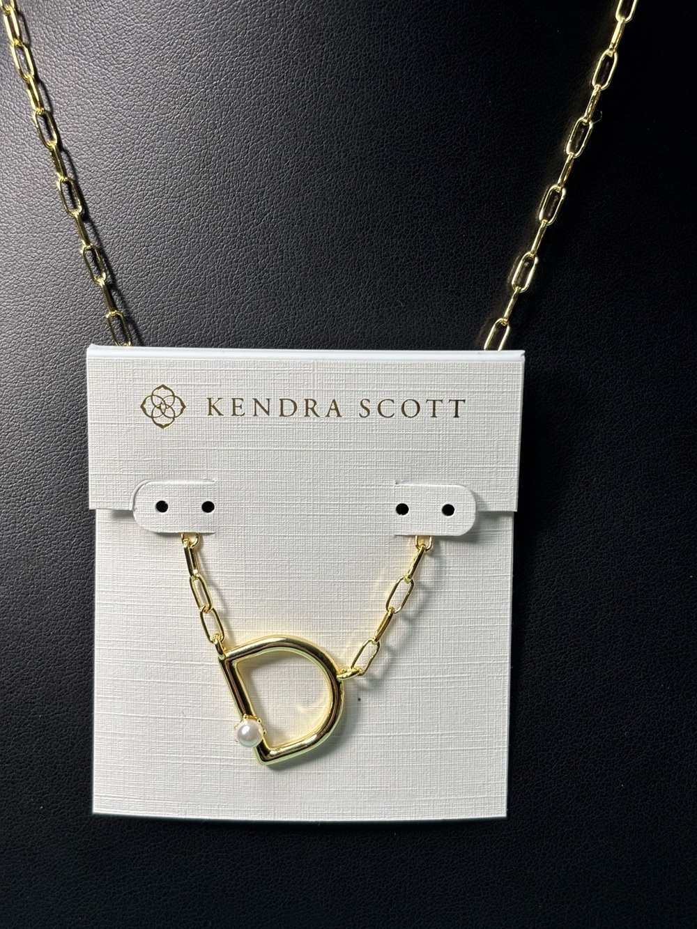 Kendra Scott Gold Chain Necklace with D initial Pendant and Pearl. New